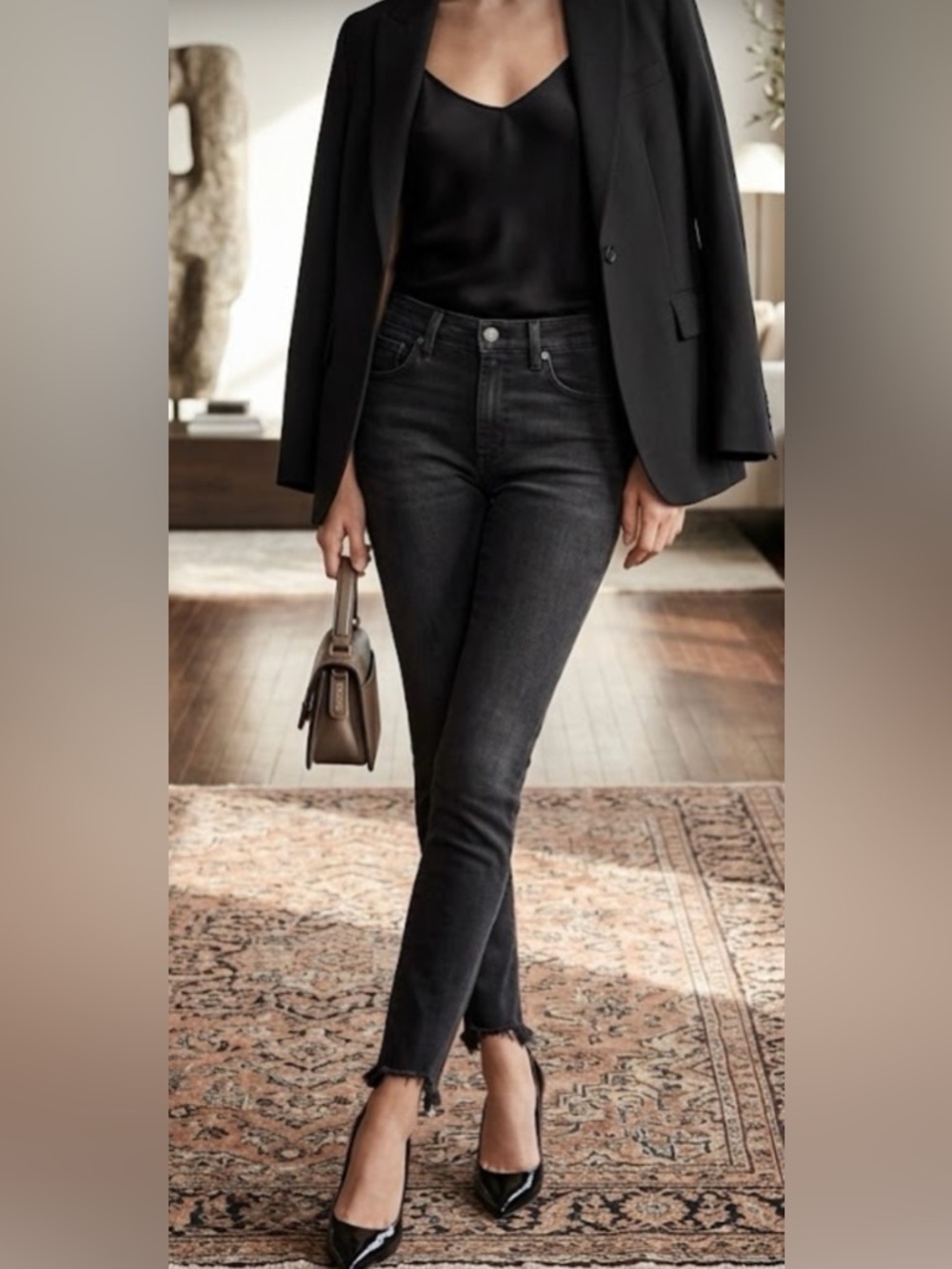 rag & bone Black Washed Skinny Low-Rise Jeans